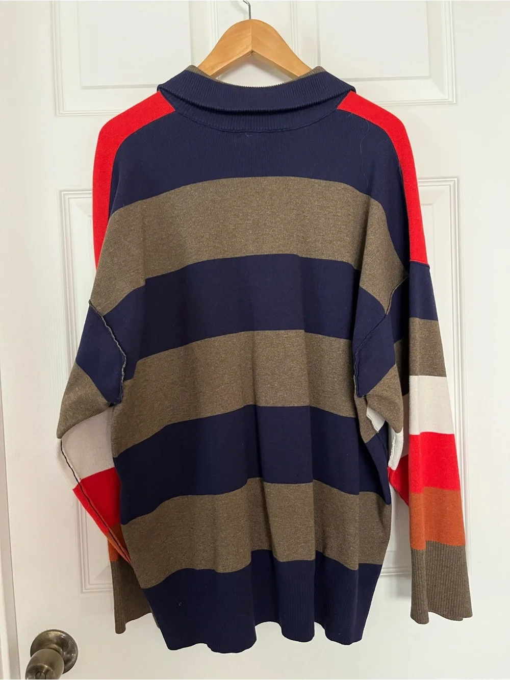 Free People SzL Men's Multi-Stripe Color Block Half-Zip Sweater (Unisex)